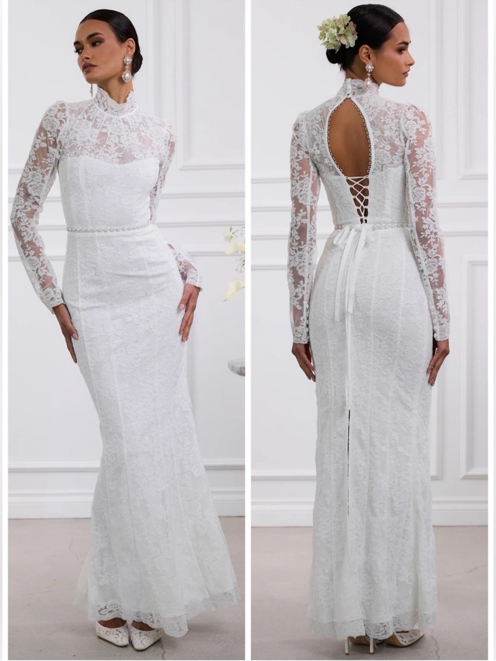 NWT V. Chapman Jules Wedding Dress White Chantilly Lace
